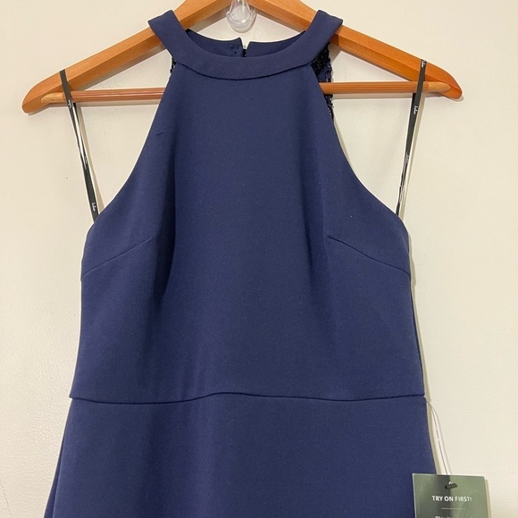 Lulus Joella Lace Halter Maxi Dress in Navy Blue Sz. Small NWT - Picture 9 of 13